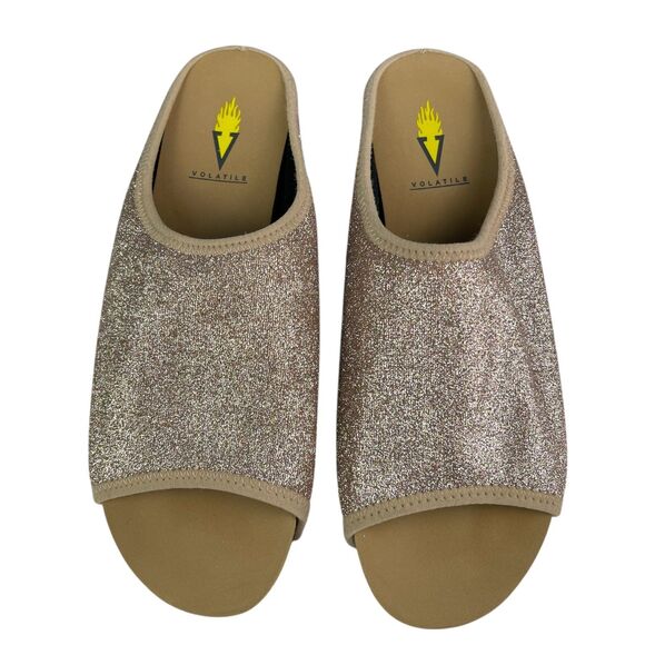 Volatile Women’s Platform Slide Sandals Size 8 Glitter Slip-On Wedge Open Toe - Picture 2 of 11
